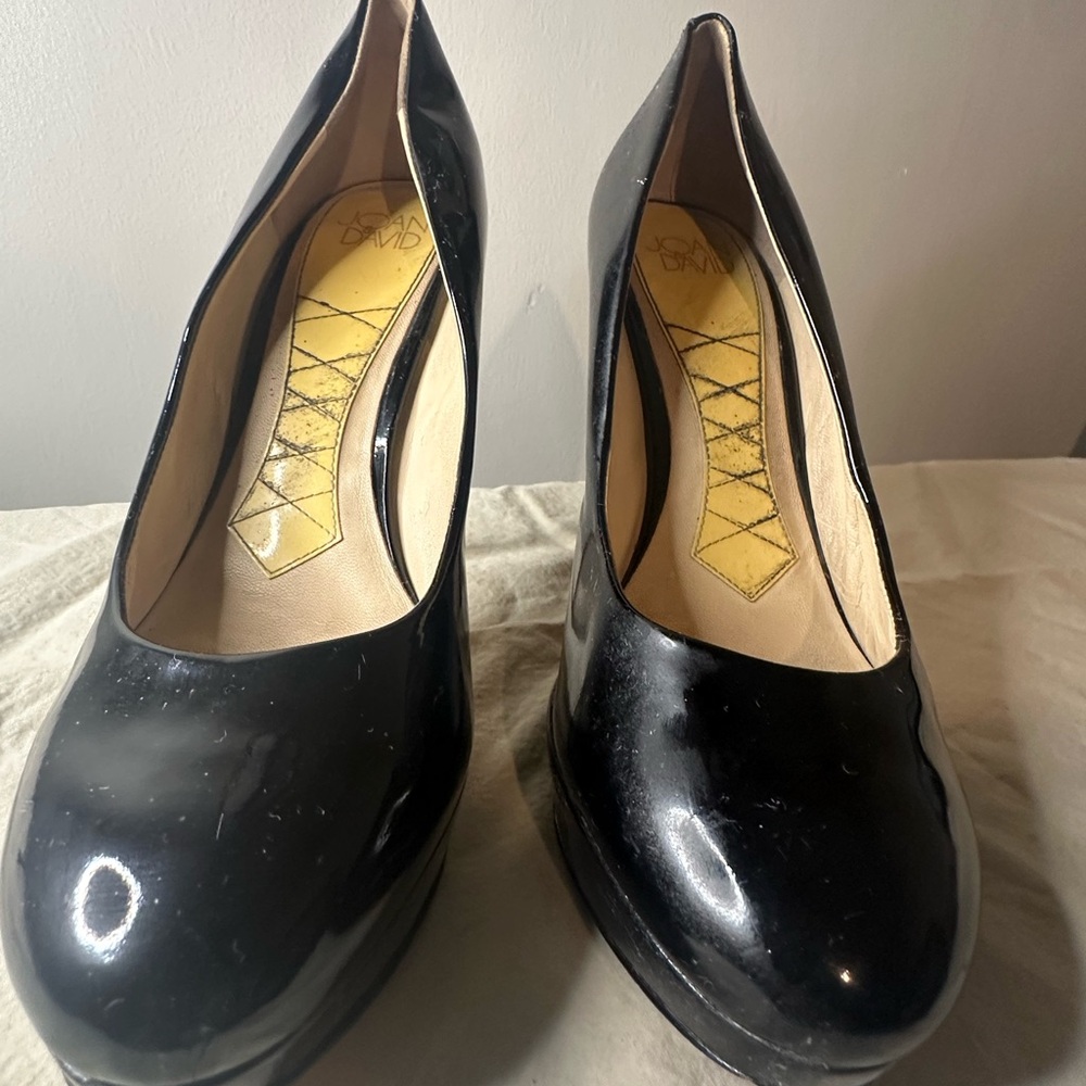 Black Patent Leather High Heels with Almond Toe